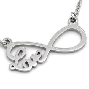 Kärleksord oändlighetshalsband i rostfritt stål, choker-stil silver evighetsloop symbol smycken