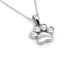 Dog Paw Charm Necklace, 925 Sterling Silver Pendant Including Chain, Canine Jewelry