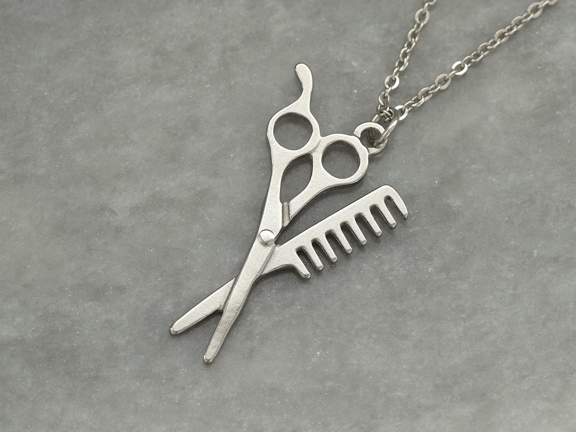 Collana Parrucchiere In Argento 925 Con Forbici E Pettine - DAYLINLOVE, Lunghezza 45+5 Cm, Gioiello Regalo Per Donne E Ragazze