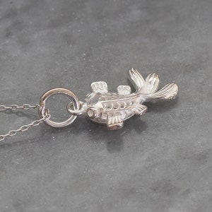 Fisch Halskette in Sterling Silber, natuical Anhänger, Ozean Tier Schmuck Bild 3