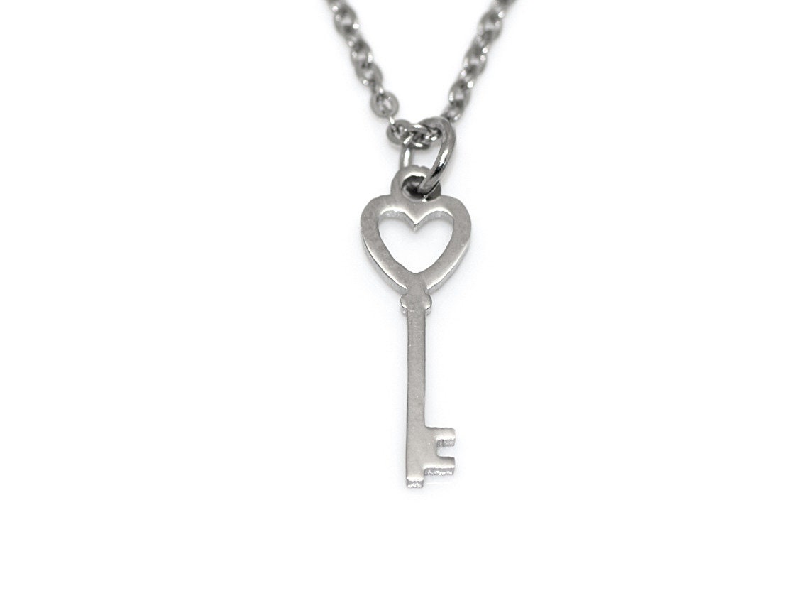 Tiny Key to My Heart Necklace Love Jewelry in Stainless Steel Etsy
