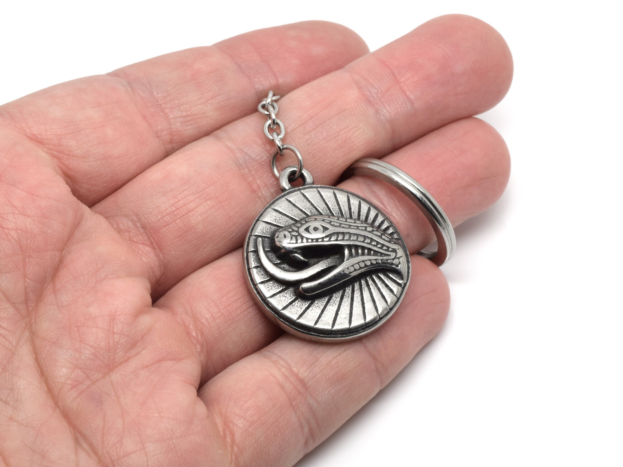 Cobra Snake Head Keychain in Stainless Steel With 25 Mm Key Etsy