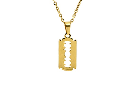 RARE Clandestine Industries Gold Razor Bling Necklace Fall Out Boy