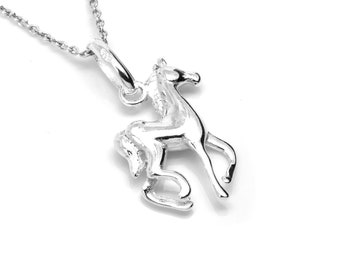 Horse Charm Necklace in Sterling Silver, Rodeo Pendant, Western Jewelry