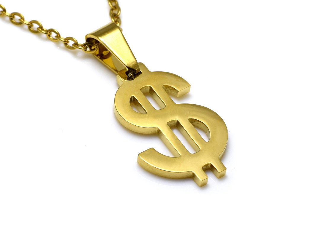 Smiffy's Dollar Zeichen Medaillon - Goldfarbene Kette Für Karneval & Kostümpartys
