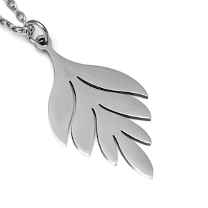 Leaf Necklace, Woodland Pendant, Nature Jewelry in Stainless Steel