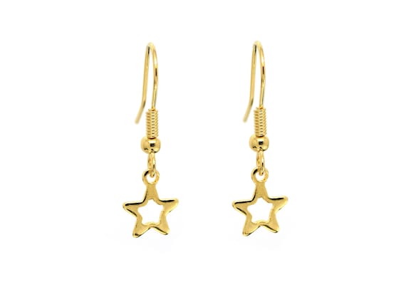 Gold Dangle Hollow Star Earrings Golden Superstar Charm Celestial Jewelry Etsy Canada