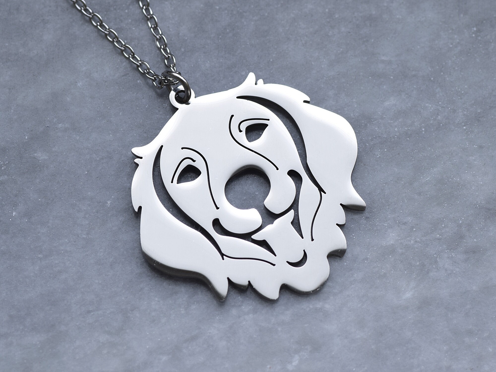 Dog Face Necklace Dog Pendant Domestic Animal Jewelry in Stainless Steel