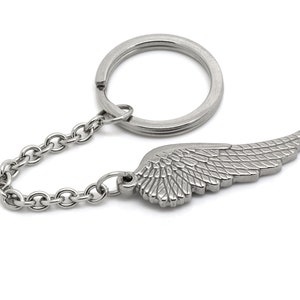 Vogel oder Engel Flügel Schlüsselanhänger aus Edelstahl, Feder Charme mit 25 mm Schlüsselanhänger