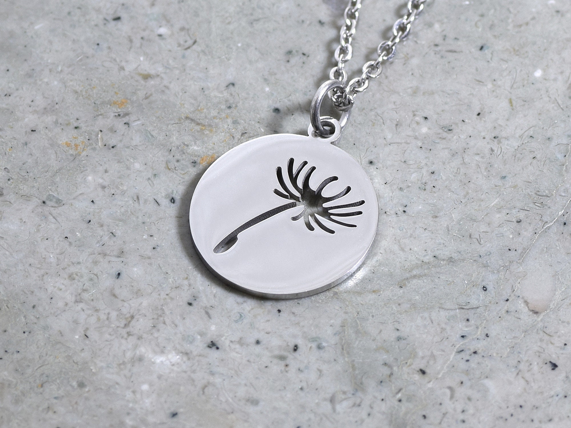 Dandelion Necklace, Flower Seed Pendant, Nature Jewelry in