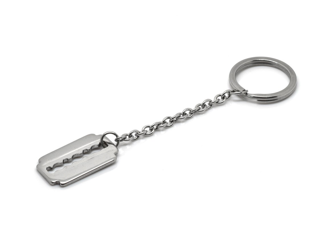 Stainless Steel Razor Blade Keychain with 25 mm Key Ring Etsy