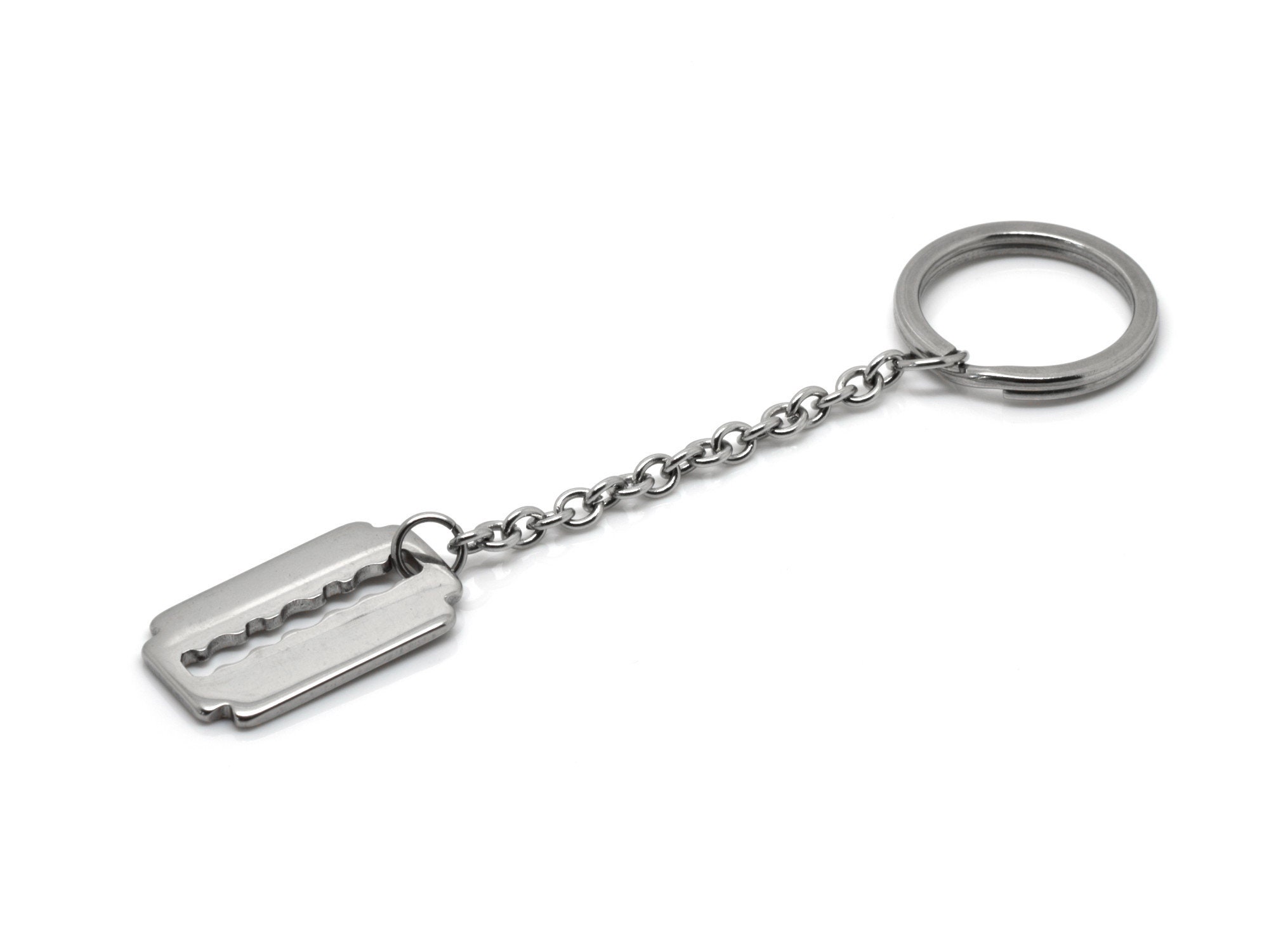 Stainless Steel Razor Blade Keychain With 25 Mm Key Ring