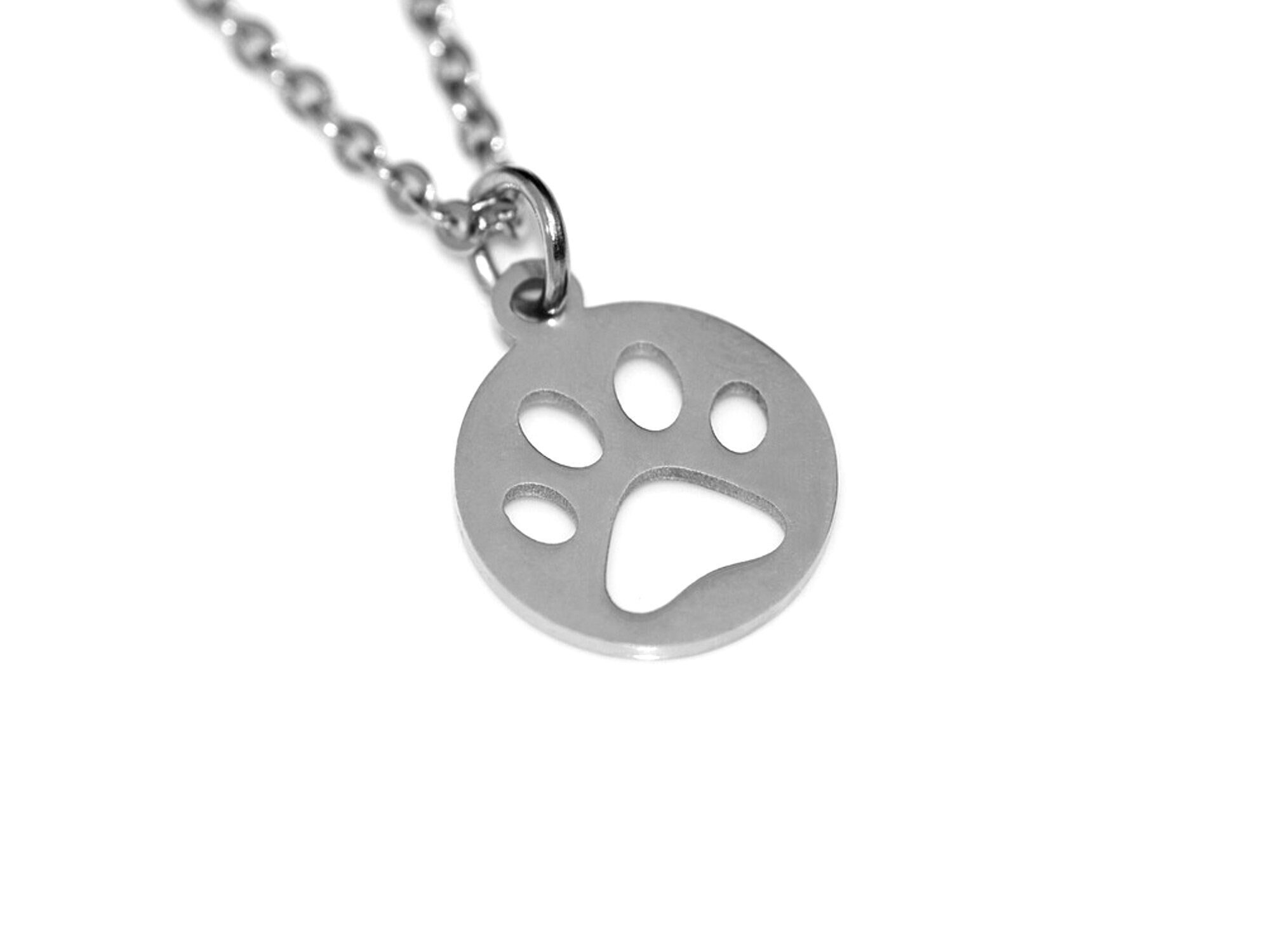 Collana con ciondolo con ciondolo zampa di cane inciso in