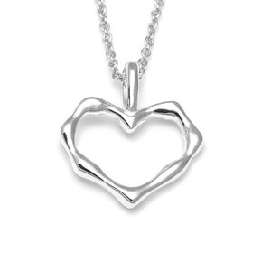 Sterling Silver Heart Necklace, Valentines Day Gift Pendant, Love Jewelry