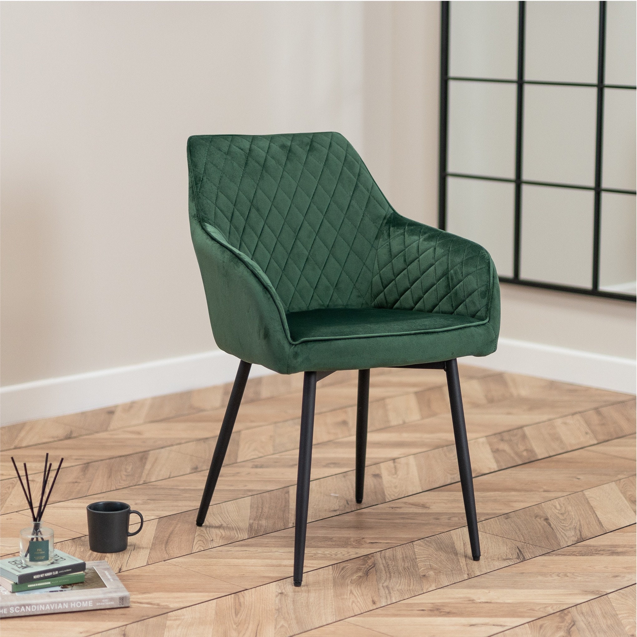 2 X Kaya Luxury Dining Chairs in Emerald Green Quilted Velvet - Etsy UK