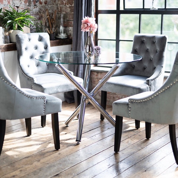 Maia Dining Table Set and 2 or 4 Luxury Chairs Portia French Scoop Style Dining Chairs