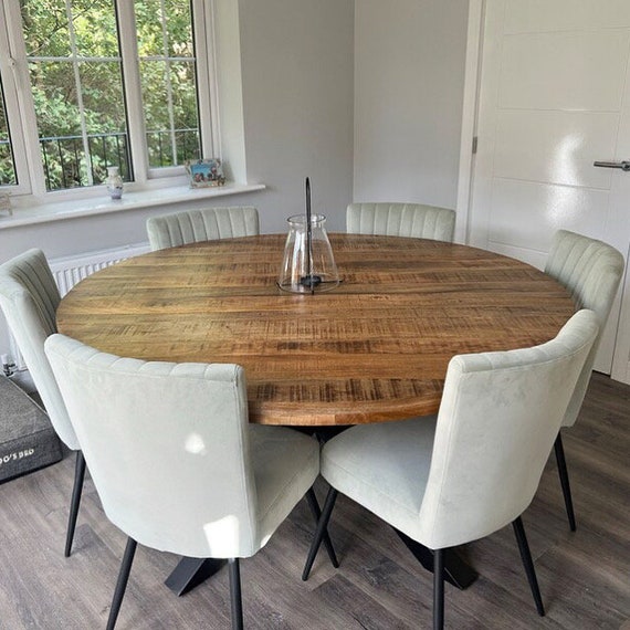 Boston - Round Dining Table 120cm  Cross back dining chairs, Round dining  table, Round table and chairs