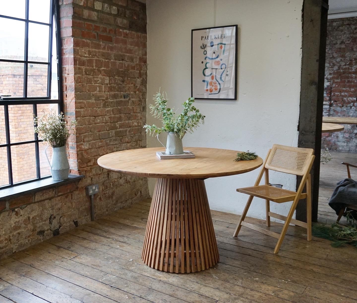 Remi Luxury Round Solid Acacia Wood Dining Table in Whitewash 120cm  Scandinavian