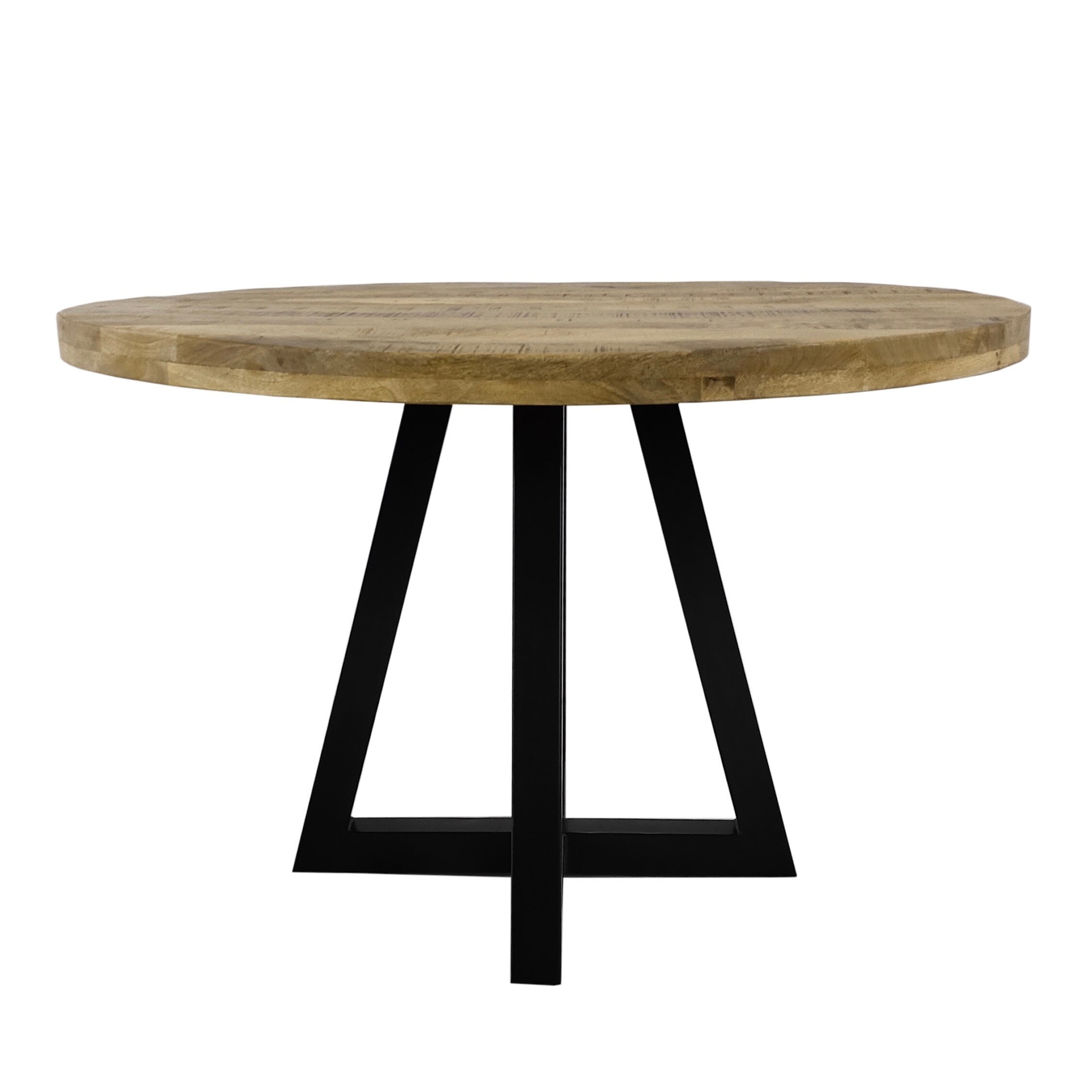 Ida Luxury Round Solid Mango Wood Industrial Dining Table With Etsy UK