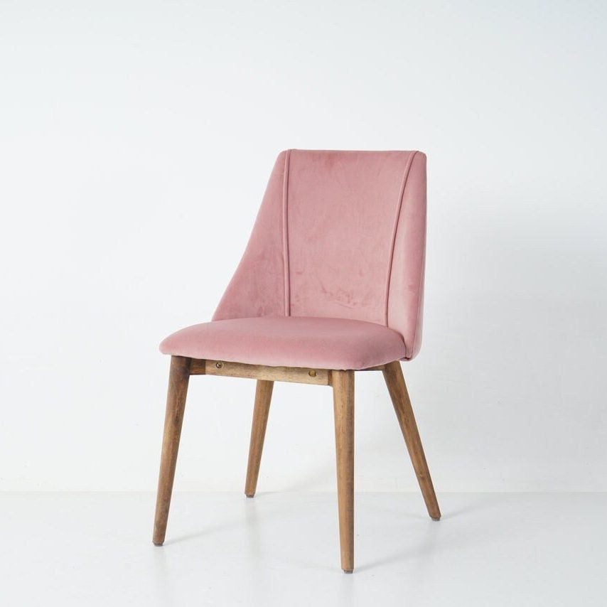 Pink suede dining chairs discount