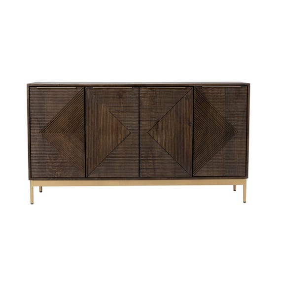 Dark Brown Solid Mango Wood Finish Sideboard With 4 Cabinet Doors Dark Brown Solid Mango Wood Finish Sideboard With 4 Cabinet Doors