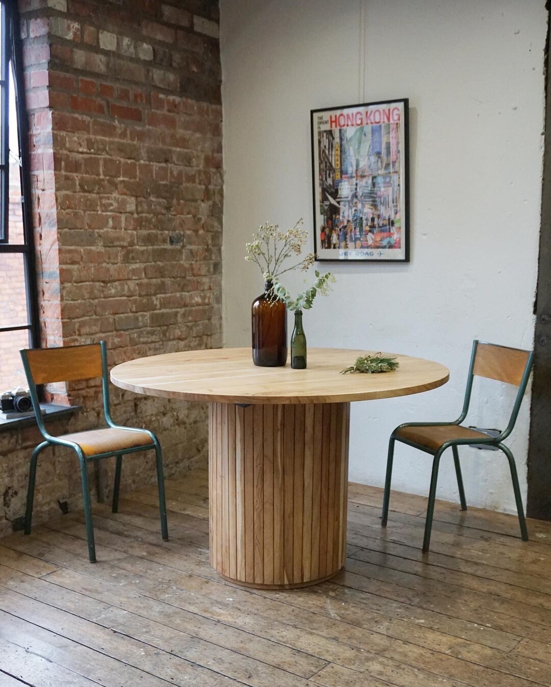 Lucia Luxury Round Solid Acacia Wood Hand Made Natural Dining Table Two