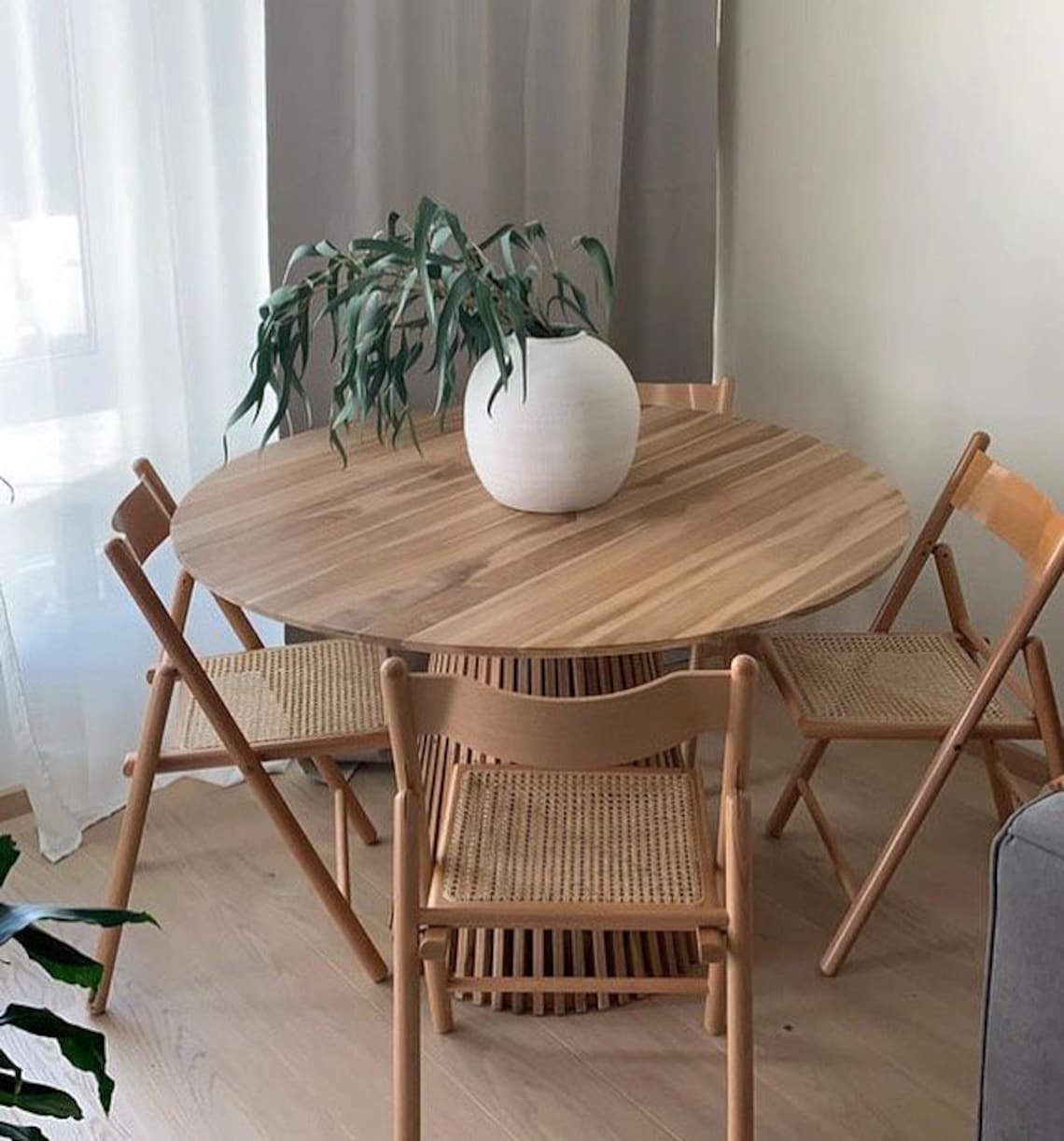 Remi Luxury Round Natural Solid Acacia Wood Dining Table 120cm - Etsy UK