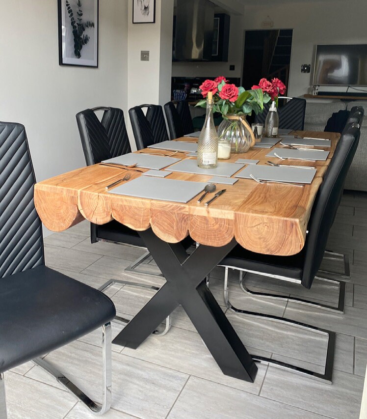 Thor Solid Acacia Wood Luxury Industrial Dining Table With - Etsy UK