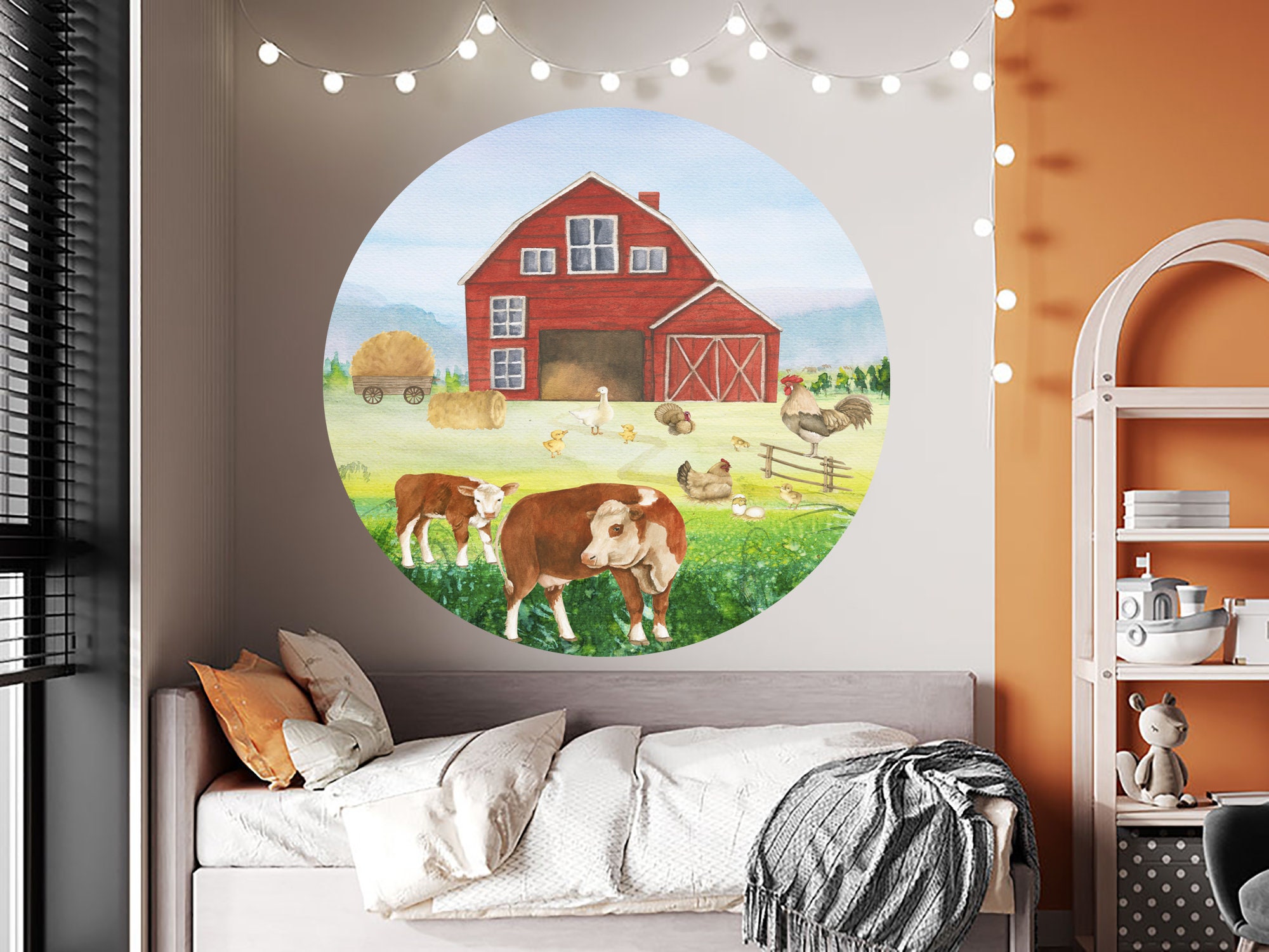 Watercolor Farm Animals Nursery Wall Decal. Farm Round Etsy