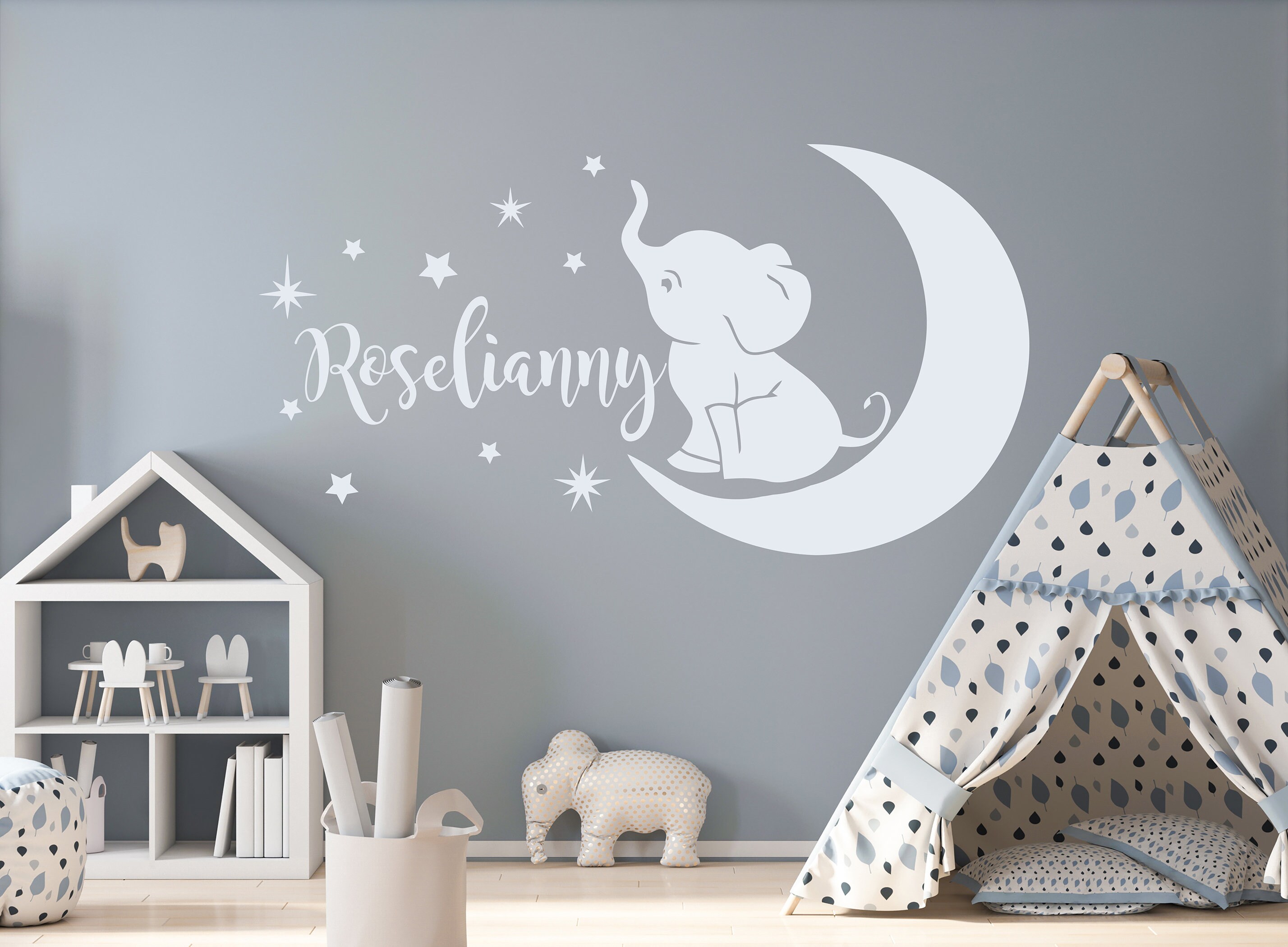Elephant Name Decals Nursery / Personalized Custom Name Wall Etsy Canada