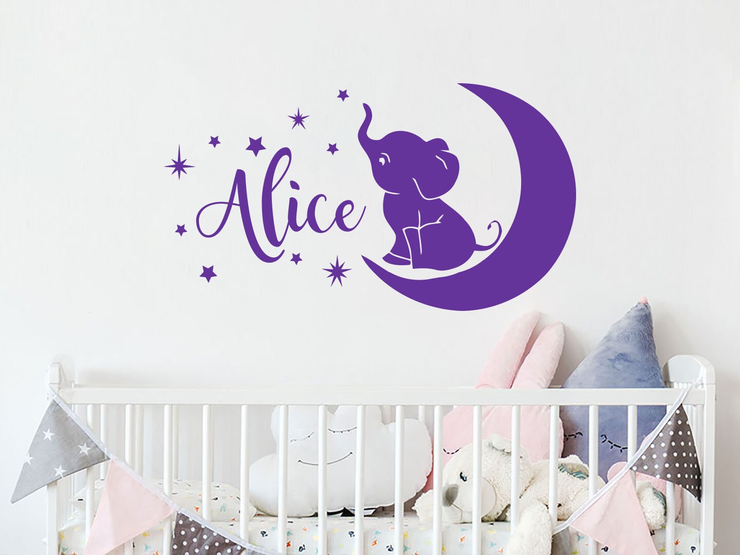 Elephant Name Decals Nursery / Personalized Custom Name Wall Etsy Canada