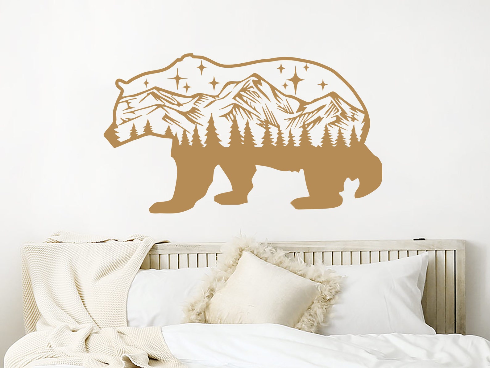 Bear Wall Decal. Woodland Animal Vinyl Stickers. Mountains and Etsy