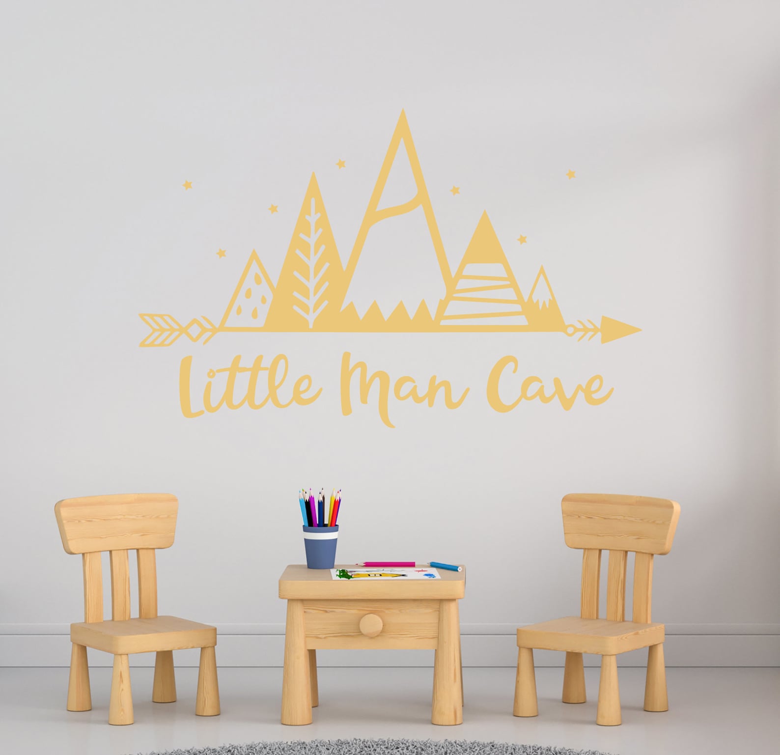 Little Man Cave Wall Decal / Mountains Vinyl Sticker / Etsy