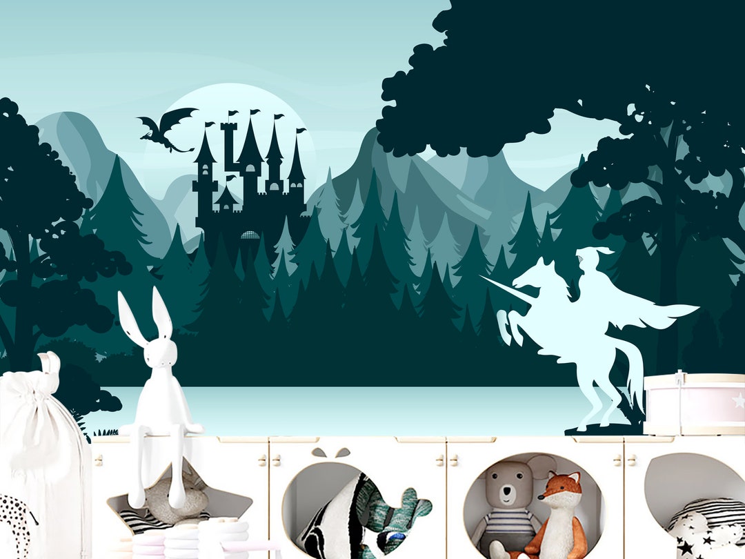 Castle of the Knights Wallpaper Boys Room Removable, Woodland Wallpaper