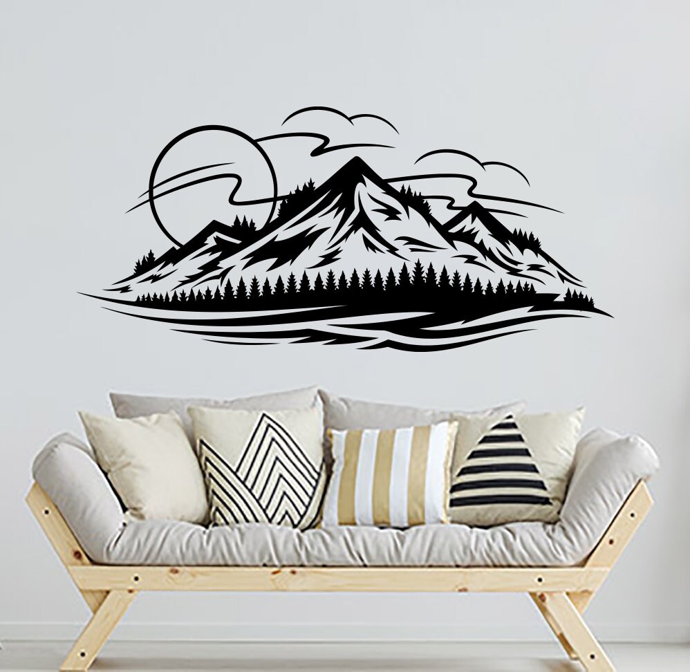 Nature Landscape Wall Decal. Mountains Vinyl Sticker. Pine Etsy