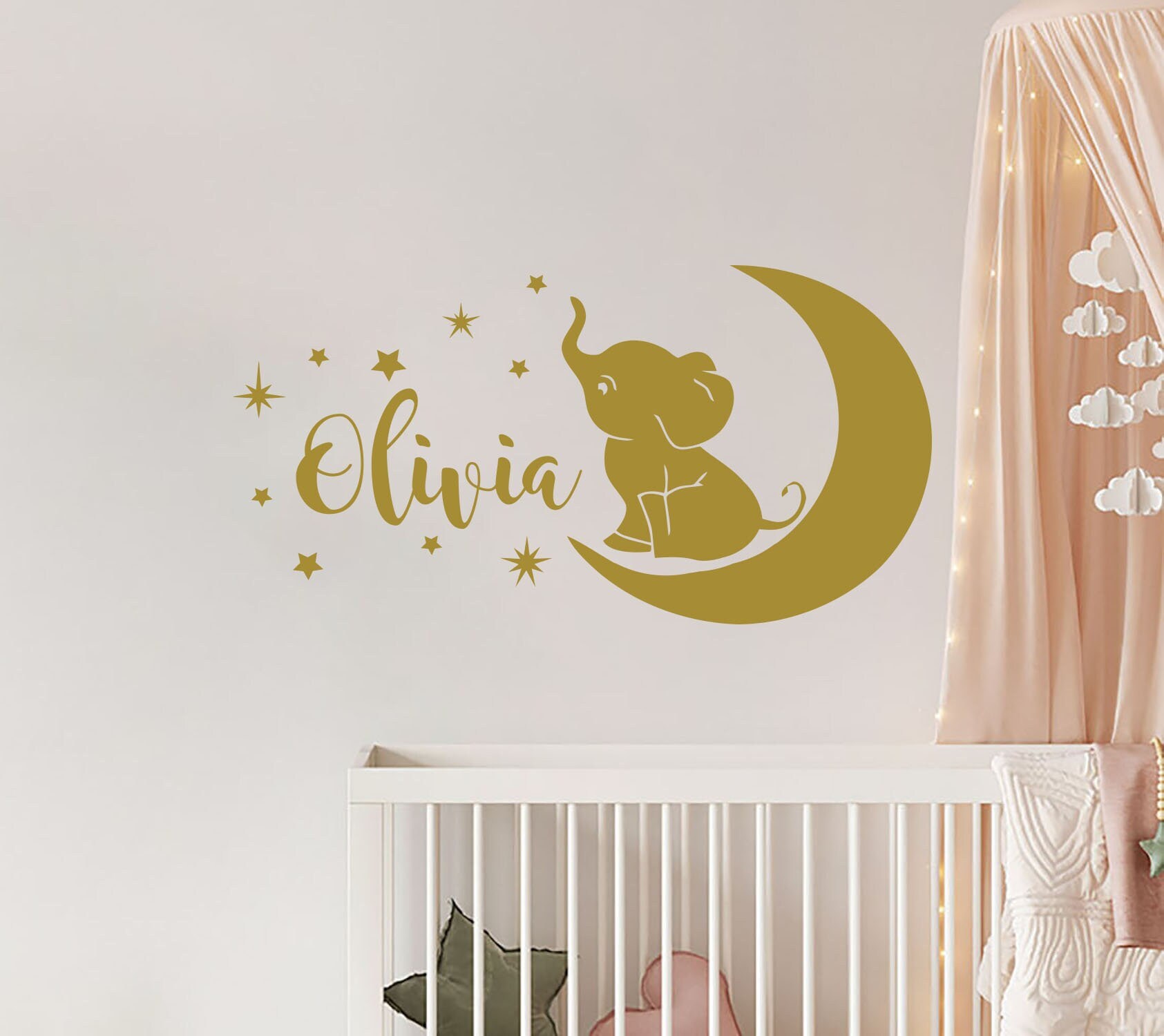Elephant Name Decals Nursery / Personalized Custom Name Wall Etsy Canada