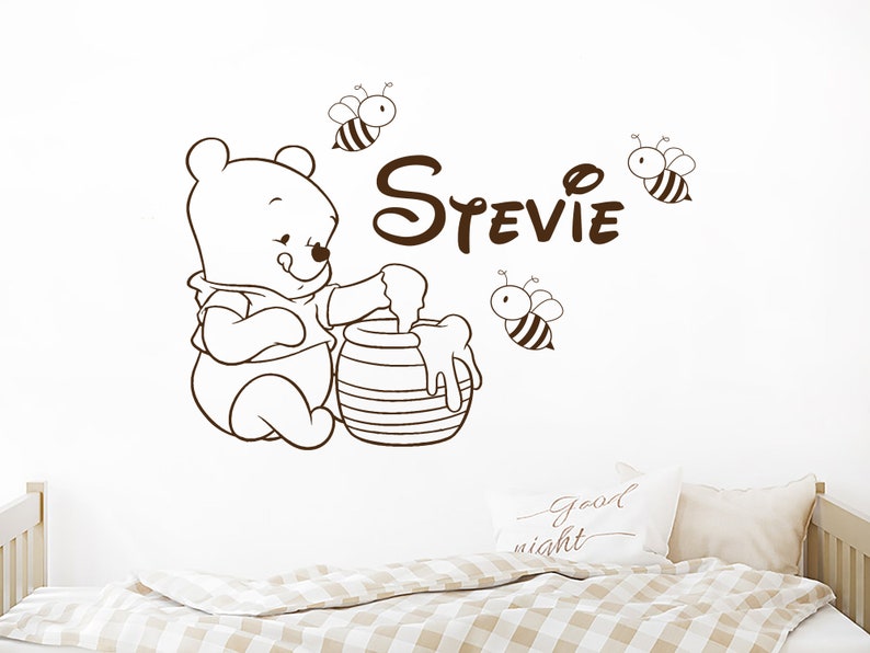Winnie the Pooh Personalized Name Wall Decal. Classic Pooh Etsy
