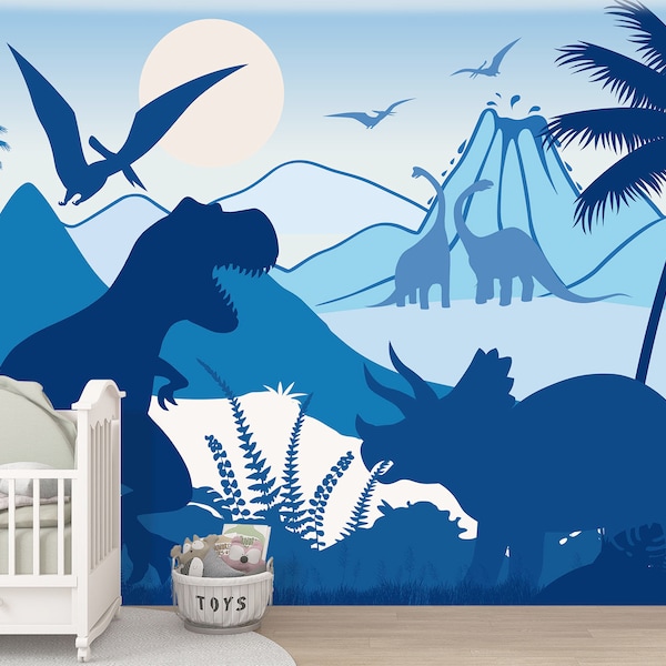 Dinosaur Trex Wallpaper for Boys Room Removable, Jurassic World Wall Mural, Dino Custom Wallpaper Self-adhesive Peel and Stick PVC FREE