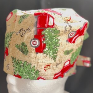 Vintage truck Christmas holiday surgical scrub hat