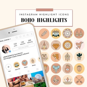 Instagram Highlight Covers BOHO, Instagram Highlight Covers, Instagram Highlights Bohemian, Icons for Instagram Highlights, IG covers