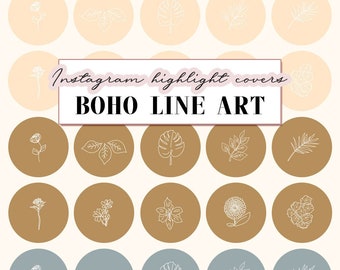 Instagram Highlight Icons BOHO LINE ART, Instagram Highlight Covers, Instagram Highlights Botanical, Boho Icons for Instagram Highlights