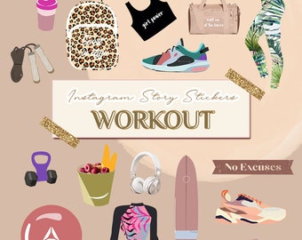 Instagram Story Stickers WORKOUT CLIP ART, Instagram Stickers, Planner Stickers, Ig Story Stickers, Instagram Clip Art, Story Stickers