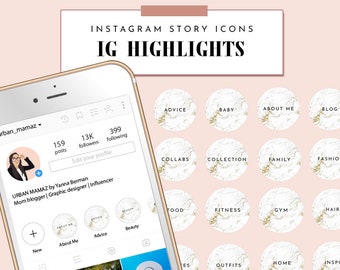Instagram Highlights Covers MARBLE WHITE, Instagram Highlight Covers, Instagram Highlights Marble, Icons for Instagram Highlights, IG covers