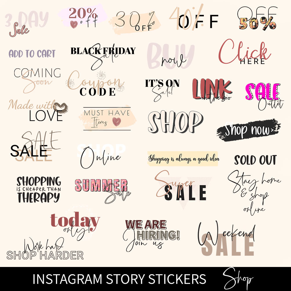 Instagram Story Stickers SHOP, Instagram Stickers SALE, Digital