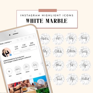 Instagram Highlights Covers MARBLE WHITE, Instagram Highlight Covers, Instagram Highlights Marble, Icons for Instagram Highlights, IG covers