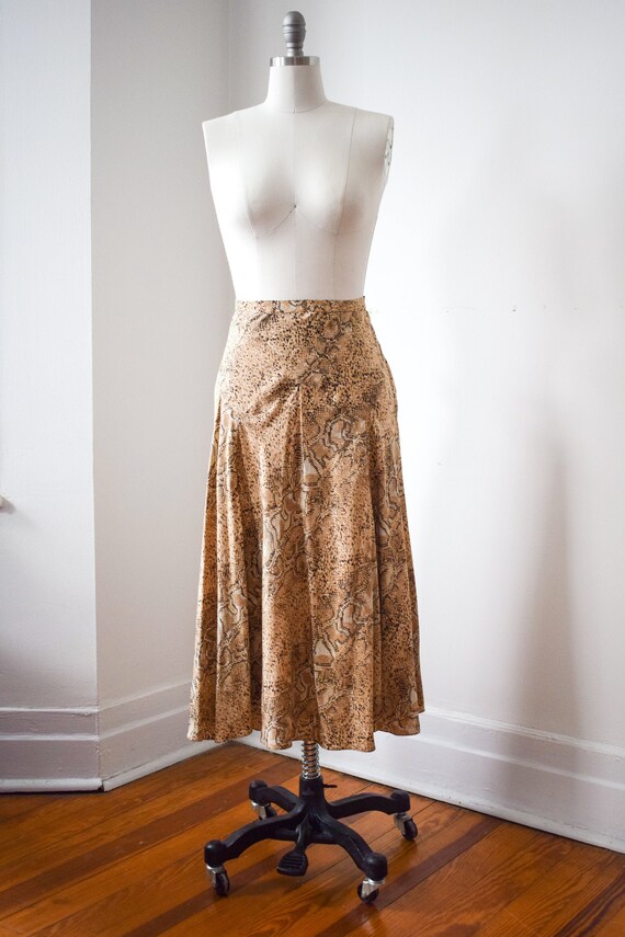 Snakeskin Slip Skirt - 100% Silk Bias Cut Skirt