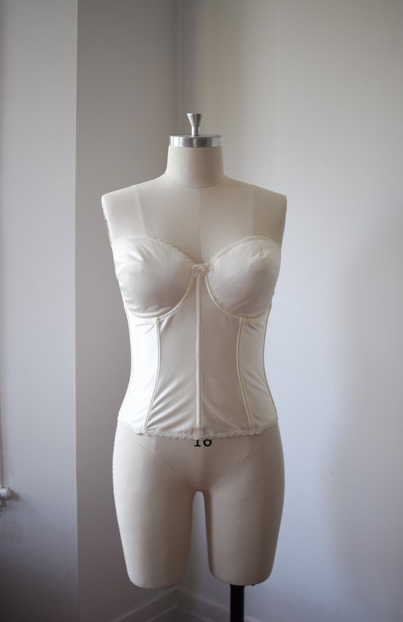 White Satin Bustier -  Delicate Ivory Corset Size 