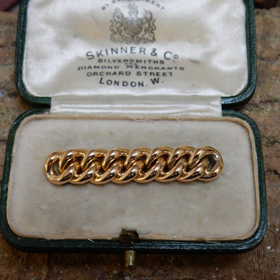 Antique 15ct / 15k Curb Chain Link Brooch (Suffr