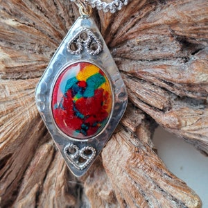 Arts & Crafts Silver and Enamel Pendant on Chain