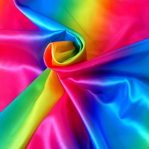 Bright Rainbow Satin Fabric